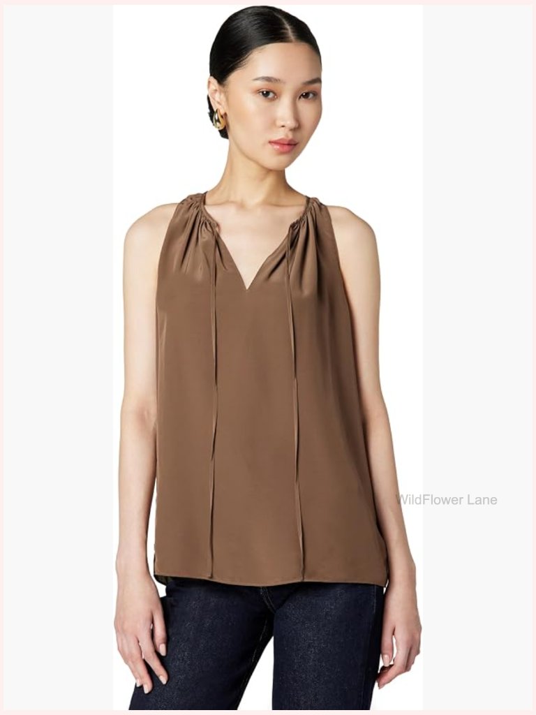 Sleeveless Cutaway Tie Top With Viscose